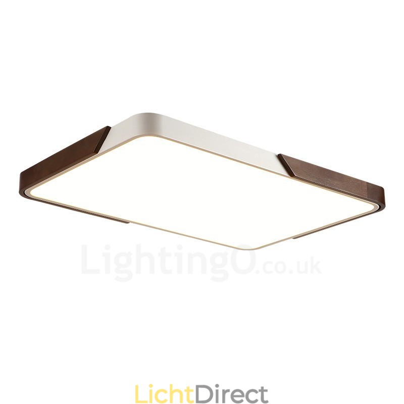 Retro Walnoot Kleur Hout Ultra Dunne Rechthoekige Dimbare Plafondlampen met Acryl Kap Kan Ook Als Wandlamp Worden Gebruikt