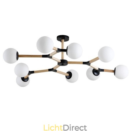 Houten Nordic Modern Magic Bean Wood Molecular Kroonluchter met Glazen Kapjes Houten Nordic Modern Magic Bean Wood Molecular Kroonluchter met Glazen Kapjes