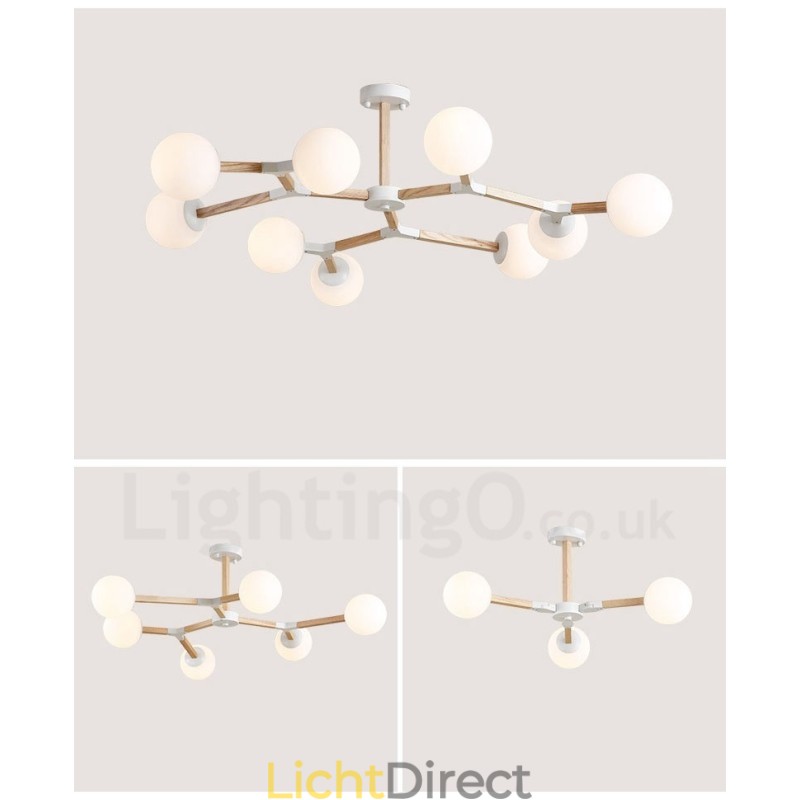 Houten Nordic Modern Magic Bean Wood Molecular Kroonluchter met Glazen Kapjes
