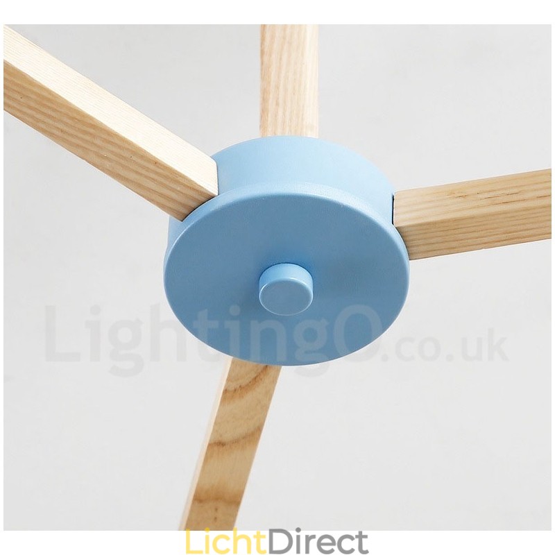 Houten Nordic Modern Magic Bean Wood Molecular Kroonluchter met Glazen Kapjes