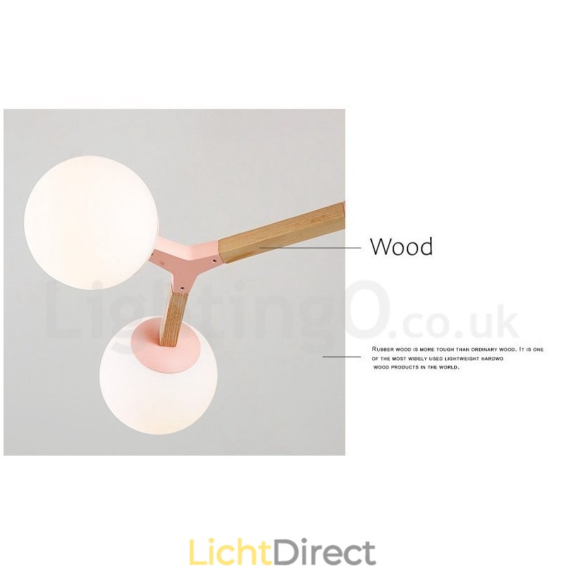 Houten Nordic Modern Magic Bean Wood Molecular Kroonluchter met Glazen Kapjes