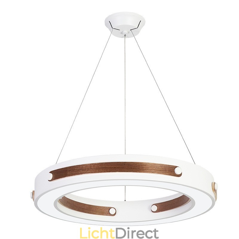 Multi Wood Colours Ring Moderne Hedendaagse Hanglamp met Acryl Kap