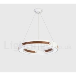 Multi Wood Colours Ring Moderne Hedendaagse Hanglamp met Acryl Kap