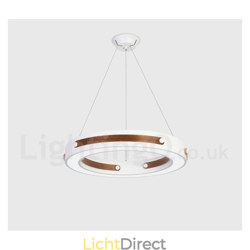 Multi Wood Colours Ring Moderne Hedendaagse Hanglamp met Acryl Kap