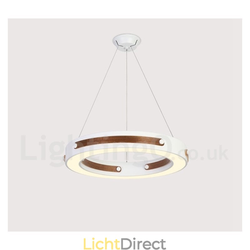 Multi Wood Colours Ring Moderne Hedendaagse Hanglamp met Acryl Kap