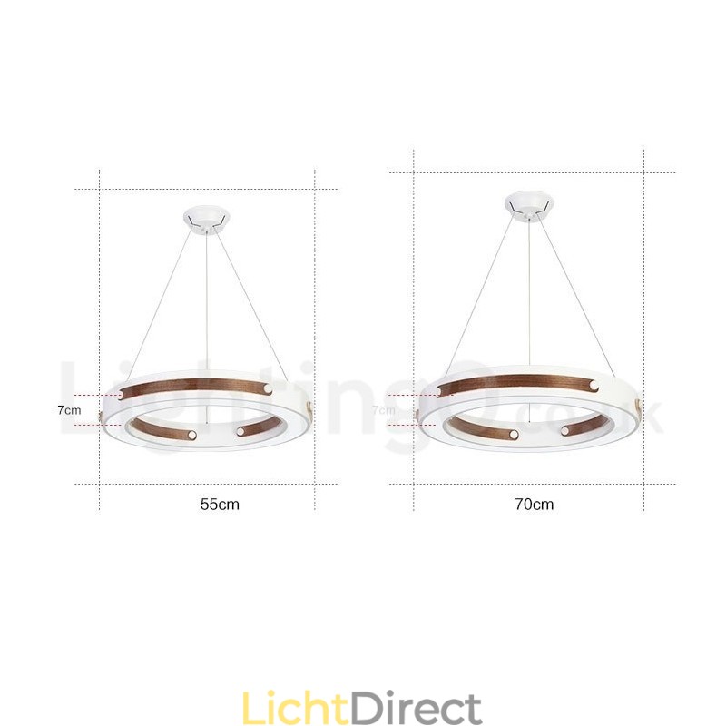 Multi Wood Colours Ring Moderne Hedendaagse Hanglamp met Acryl Kap