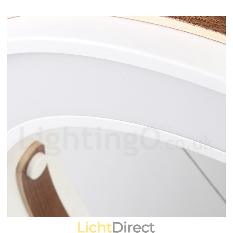 Multi Wood Colours Ring Moderne Hedendaagse Hanglamp met Acryl Kap