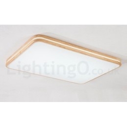 Dimbare rechthoekige houten plafondlamp met lens, moderne eigentijdse Scandinavische stijl, plafondlamp van hout met acryl kap en afstandsbediening. Kan ook als wandlamp worden gebruikt.