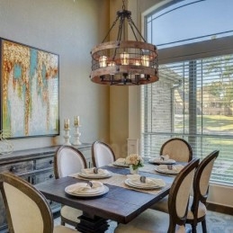 5-lichts trommel vintage houten kroonluchter industriële wind loft houten lineaire hanglamp