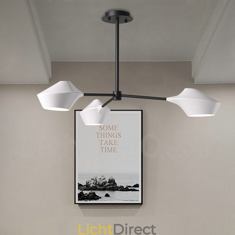 Lineaire Retro Kroonluchter 3 Lichts met Acryl Schaduwen Buiten Garage