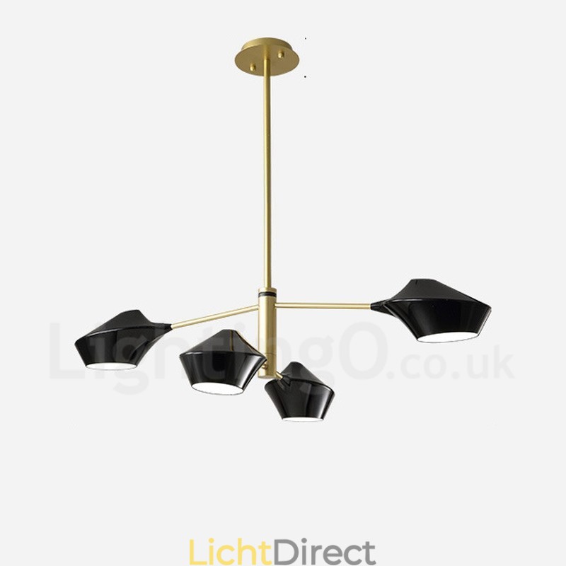 Twee lagen lineaire retro kroonluchter 4 lichts met acryl kappen buiten garage