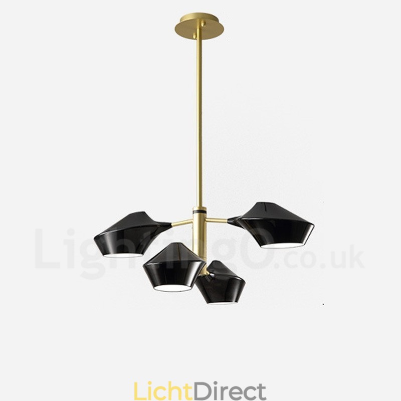 Twee lagen lineaire retro kroonluchter 4 lichts met acryl kappen buiten garage