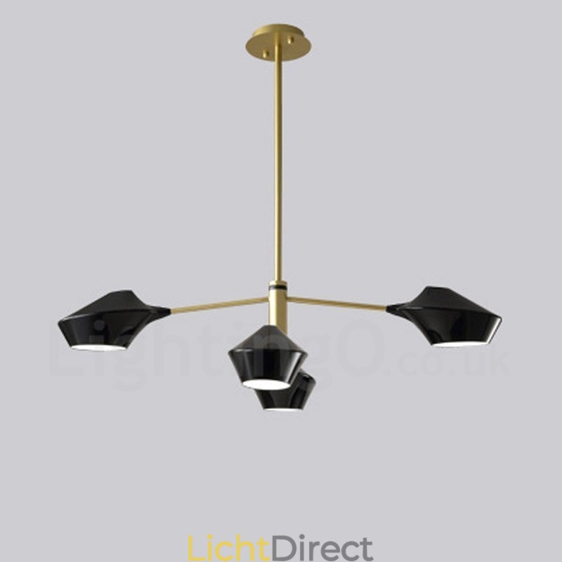 Twee lagen lineaire retro kroonluchter 4 lichts met acryl kappen buiten garage