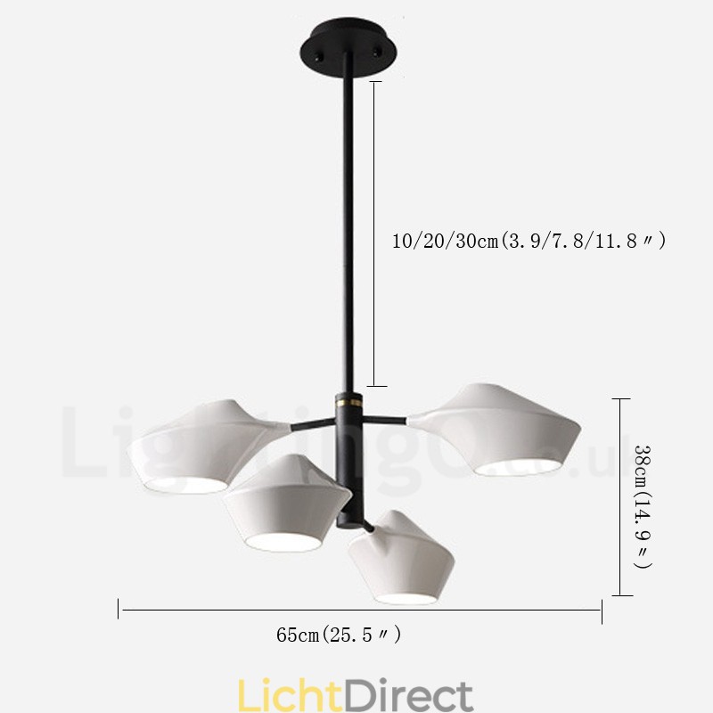 Twee lagen lineaire retro kroonluchter 4 lichts met acryl kappen buiten garage
