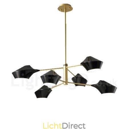 2-laags, veelkleurige lineaire retro kroonluchter met 6 lampen en acryl kappen voor buiten, garage 2-laags, veelkleurige lineaire retro kroonluchter met 6 lampen en acryl kappen voor buiten, garage