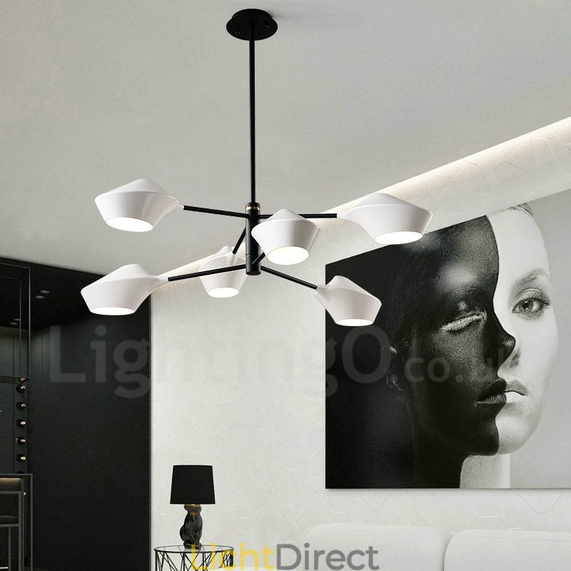 2-laags, veelkleurige lineaire retro kroonluchter met 6 lampen en acryl kappen voor buiten, garage