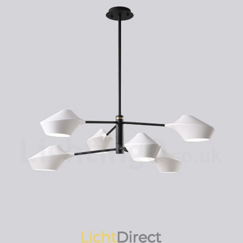 2-laags, veelkleurige lineaire retro kroonluchter met 6 lampen en acryl kappen voor buiten, garage