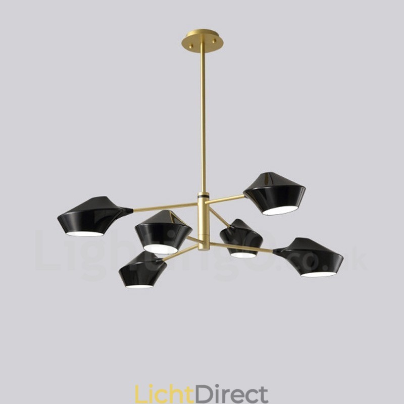 2-laags, veelkleurige lineaire retro kroonluchter met 6 lampen en acryl kappen voor buiten, garage