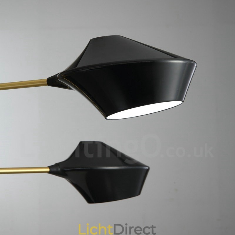 2-laags, veelkleurige lineaire retro kroonluchter met 6 lampen en acryl kappen voor buiten, garage