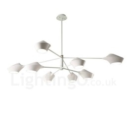 Twee lagen veelkleurige lineaire retro kroonluchter 8 lichtbronnen met acryl kappen buiten garage