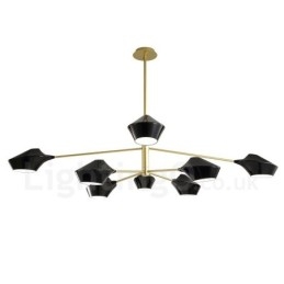 Twee lagen veelkleurige lineaire retro kroonluchter 8 lichtbronnen met acryl kappen buiten garage