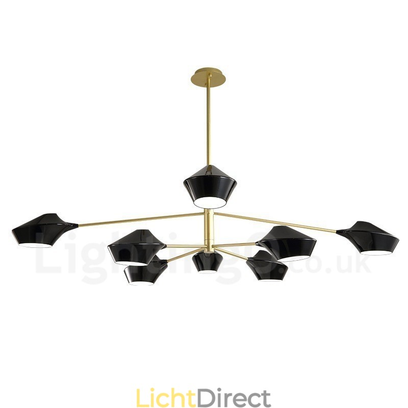 Twee lagen veelkleurige lineaire retro kroonluchter 8 lichtbronnen met acryl kappen buiten garage