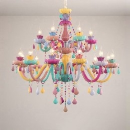 Macaron 18 (12+6) Lichtkroonluchter met Multi Colours Kristallen Kaars Mini Stijl voor Kinderen