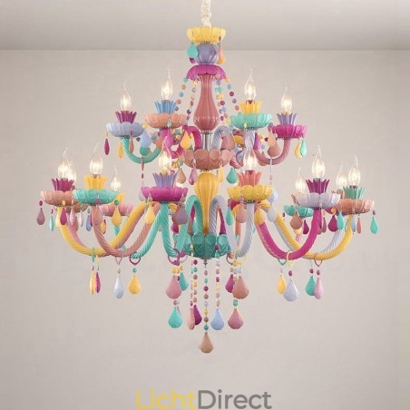 Macaron 18 (12+6) Lichtkroonluchter met Multi Colours Kristallen Kaars Mini Stijl voor Kinderen Macaron 18 (12+6) Lichtkroonluchter met Multi Colours Kristallen Kaars Mini Stijl voor Kinderen