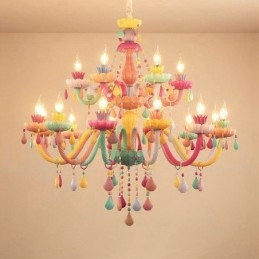 Macaron 18 (12+6) Lichtkroonluchter met Multi Colours Kristallen Kaars Mini Stijl voor Kinderen