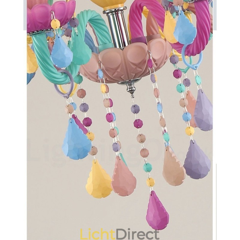 Macaron 18 (12+6) Lichtkroonluchter met Multi Colours Kristallen Kaars Mini Stijl voor Kinderen