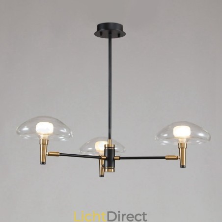 3-lichts mini-stijl uplight gegalvaniseerde kroonluchter met glazen kappen 3-lichts mini-stijl uplight gegalvaniseerde kroonluchter met glazen kappen