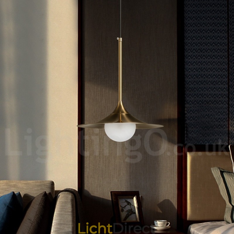 1 Lichte industriële stijl gouden mini-stijl gegalvaniseerde geschilderde afwerking hanglamp met glazen kap