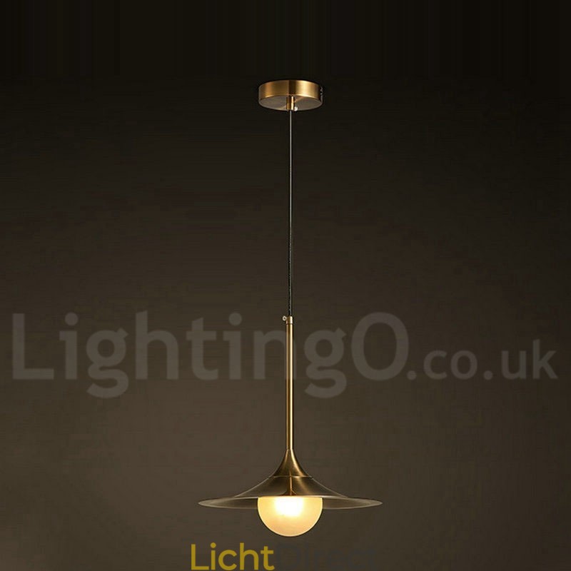 1 Lichte industriële stijl gouden mini-stijl gegalvaniseerde geschilderde afwerking hanglamp met glazen kap