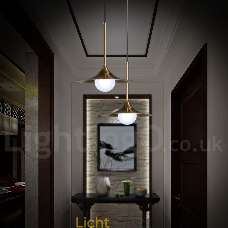 1 Lichte industriële stijl gouden mini-stijl gegalvaniseerde geschilderde afwerking hanglamp met glazen kap