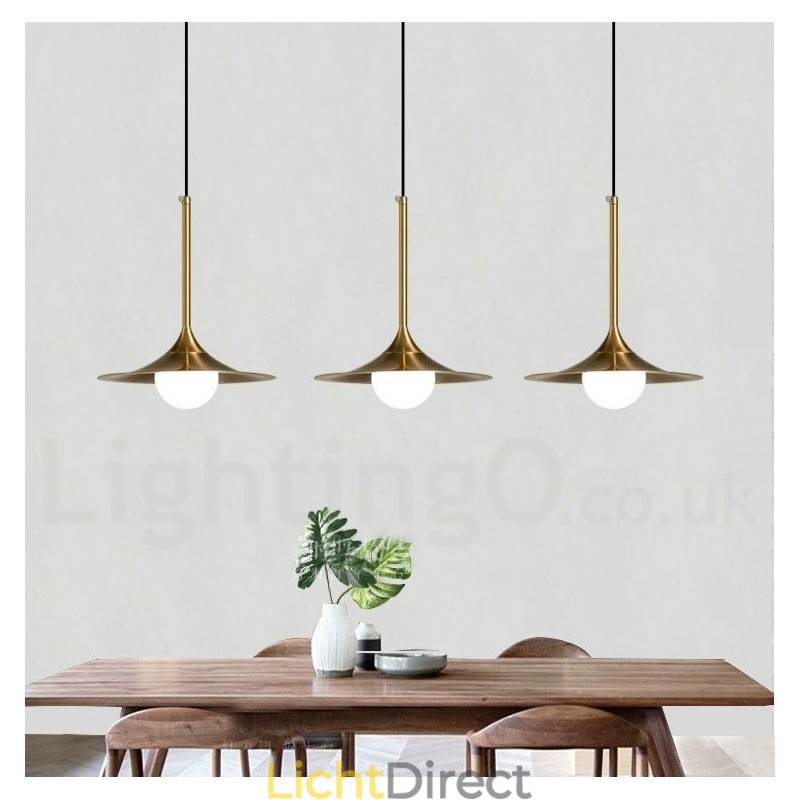 1 Lichte industriële stijl gouden mini-stijl gegalvaniseerde geschilderde afwerking hanglamp met glazen kap