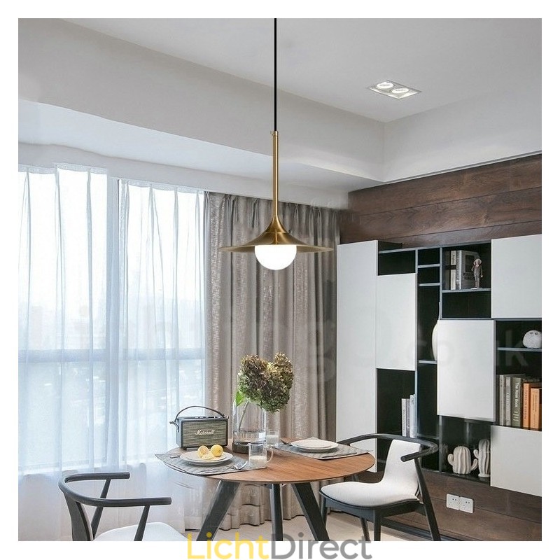 1 Lichte industriële stijl gouden mini-stijl gegalvaniseerde geschilderde afwerking hanglamp met glazen kap