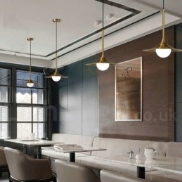 1 Lichte industriële stijl gouden mini-stijl gegalvaniseerde geschilderde afwerking hanglamp met glazen kap