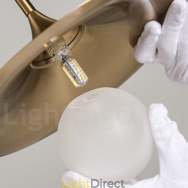 1 Lichte industriële stijl gouden mini-stijl gegalvaniseerde geschilderde afwerking hanglamp met glazen kap