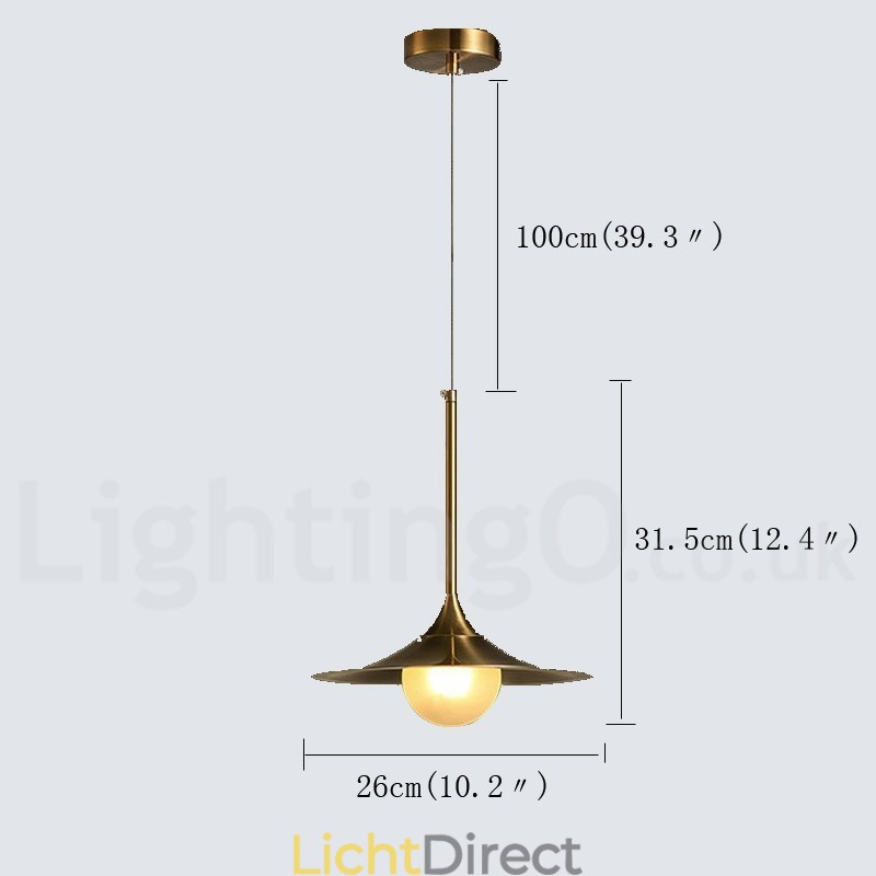 1 Lichte industriële stijl gouden mini-stijl gegalvaniseerde geschilderde afwerking hanglamp met glazen kap
