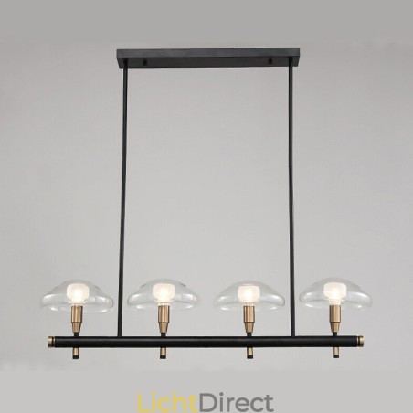 4-lichts lineaire uplight gegalvaniseerde kroonluchter met glazen kappen 4-lichts lineaire uplight gegalvaniseerde kroonluchter met glazen kappen