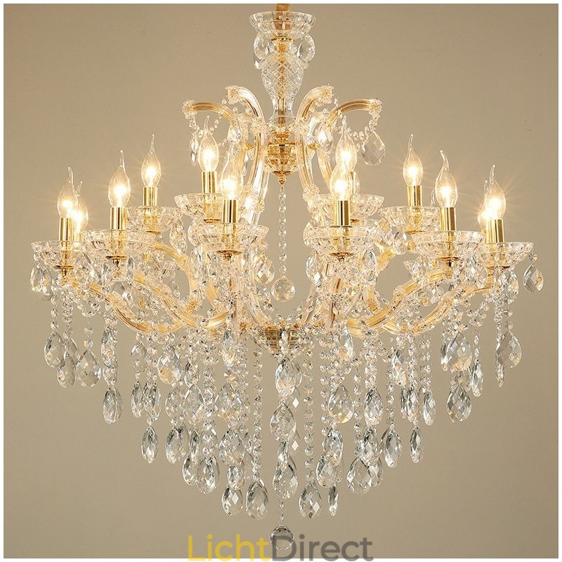 18 (12+6) Licht Gouden Kristallen Kaars Kroonluchter