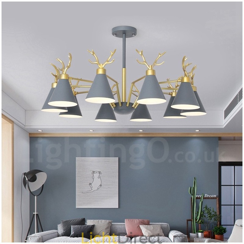 10 Lichts Nordic Macaron Moderne Gewei Kroonluchter