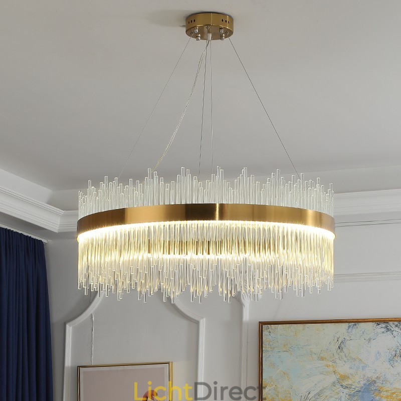 Postmoderne luxe ronde kristallen hanglamp tentoonstellingshal