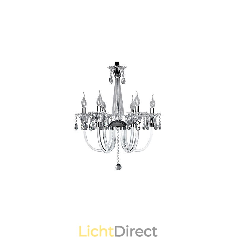 Elegante kristallen kroonluchter met 6 lampen in kaarslamp