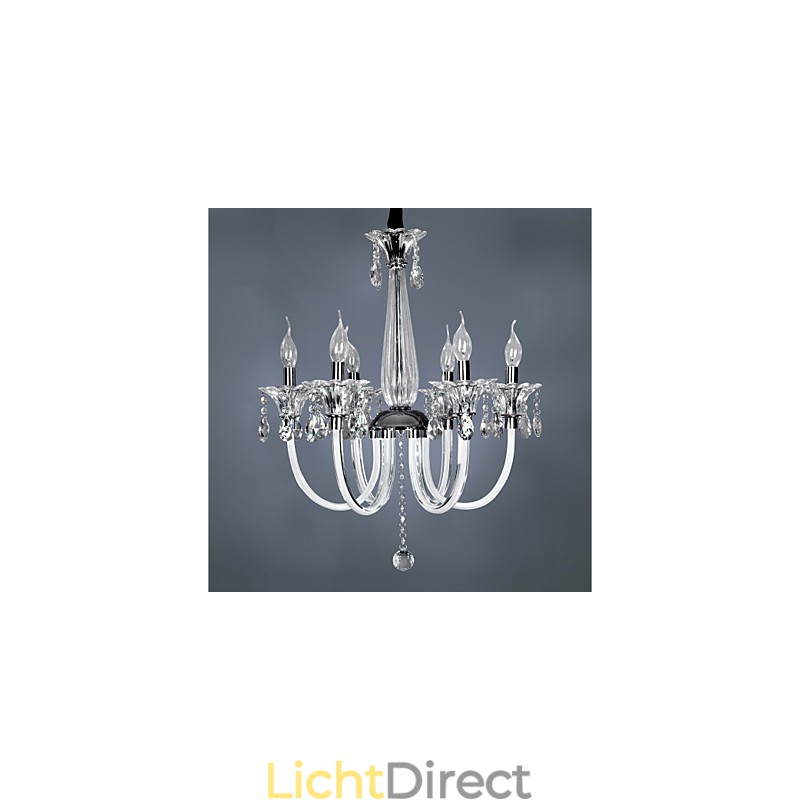 Elegante kristallen kroonluchter met 6 lampen in kaarslamp