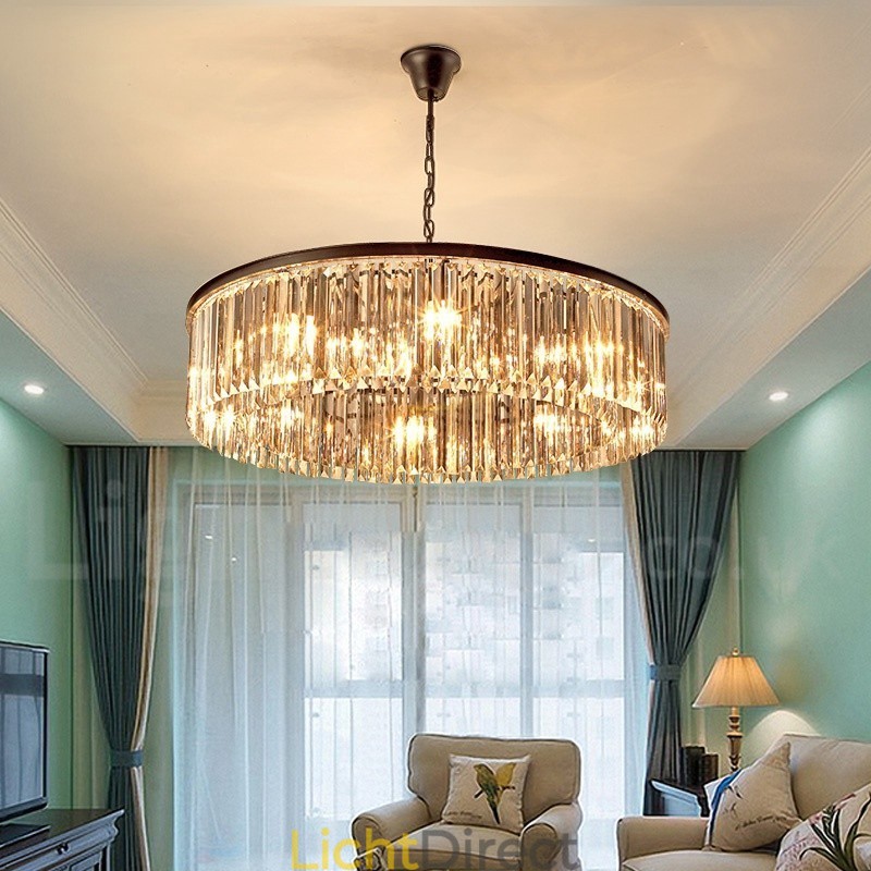 Postmoderne luxe ronde K9 kristallen hanglamp kroonluchter tentoonstellingshal