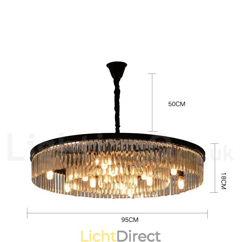 Postmoderne luxe ronde K9 kristallen hanglamp kroonluchter tentoonstellingshal
