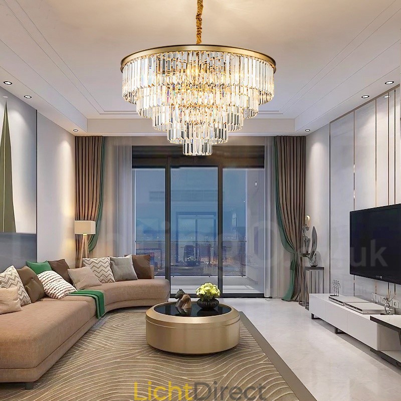 Postmoderne luxe ronde K9 kristallen hanglamp kroonluchter tentoonstellingshal