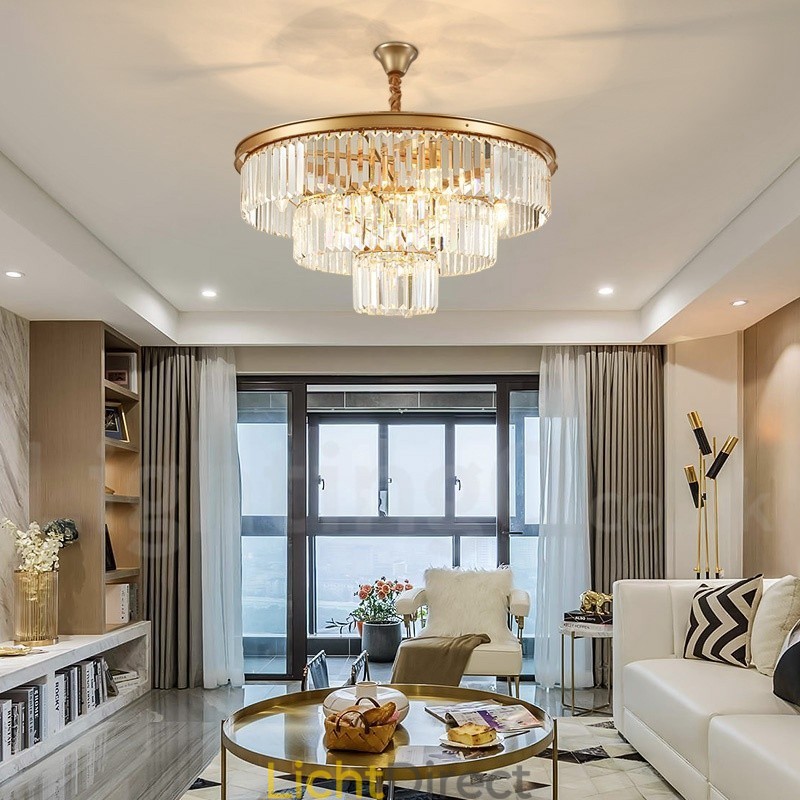 Postmoderne luxe ronde K9 kristallen hanglamp kroonluchter tentoonstellingshal