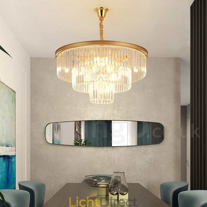 Postmoderne luxe ronde K9 kristallen hanglamp kroonluchter tentoonstellingshal